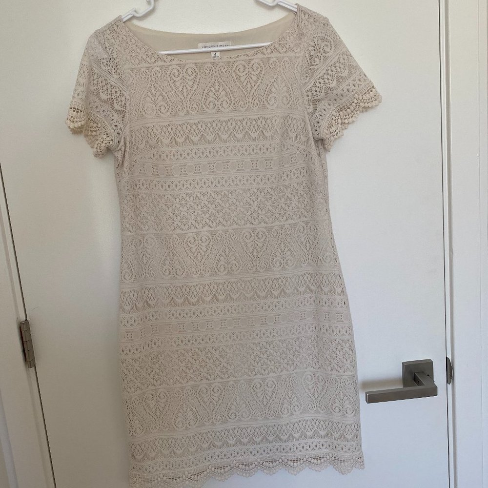 London Times Cream Lace Dress